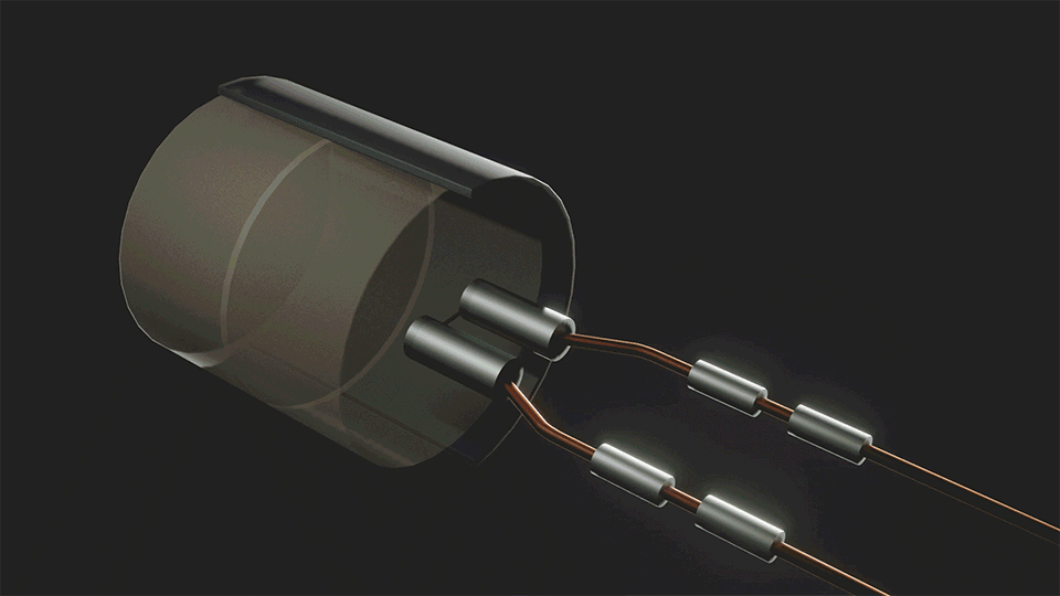 Animacja zasady działania detonatora EBW. Źródło: Los Alamos National Laboratory